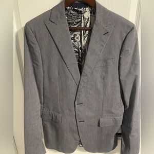 Etro Navy and Grey Pinstripe Blazer